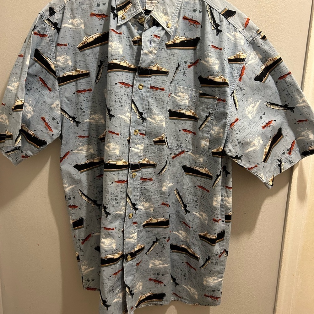 Michael Austin Nautical Print Shirt - Light Blue